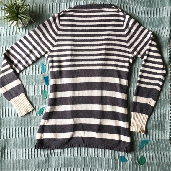 Grey and White Striped Cardigan - Picture 2 of 5